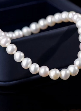 白色贝珠素圈手链女款气质甜美