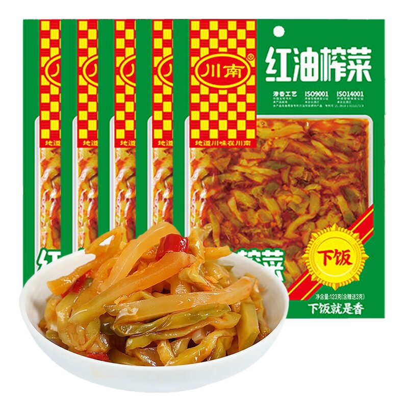 川南红油榨菜123g香辣泡菜开味菜小菜榨菜丝下饭袋装麻辣三丝新鲜