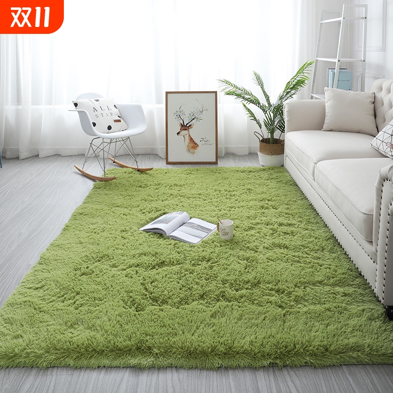 新款可机洗丝毛客厅卧室茶几地毯奶油风少女床边卧室满铺毛绒地垫