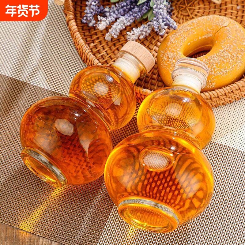 创意葫芦瓶玻璃酒瓶茶饮瓶冷萃瓶果酒瓶密封空瓶子瓶身印刷