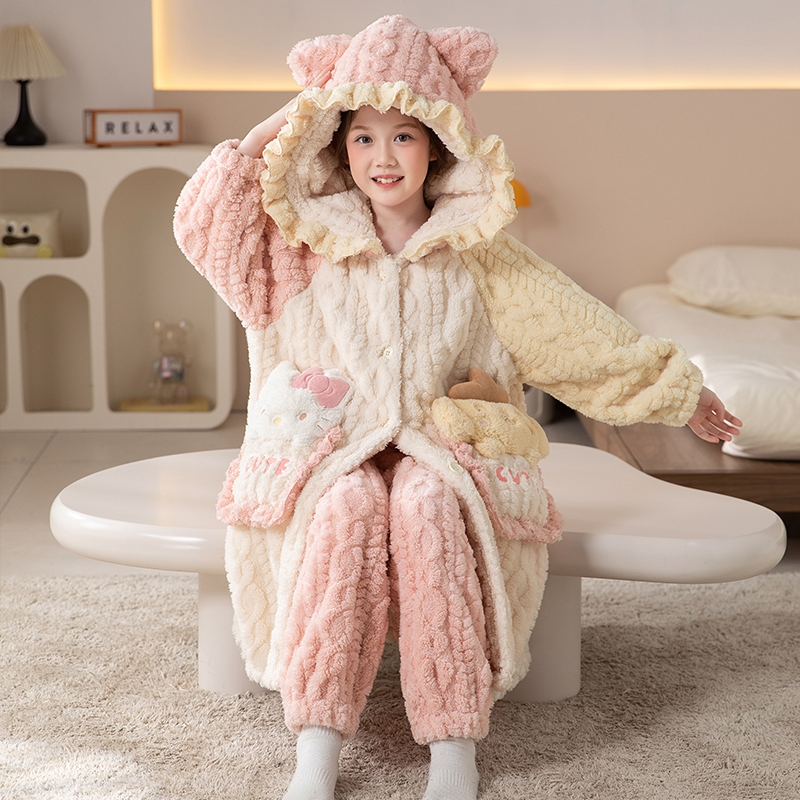 女童睡衣儿童2025秋冬珊瑚绒睡衣