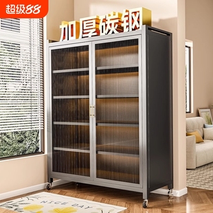 柜多层可调储物柜 家用钢制防尘收纳柜置物卧室阳台客厅开门儿童鞋