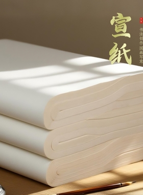 国画宣纸书法练习纸专用半生半熟半生熟纸初学者毛笔字工笔画加厚美术练字生宣熟宣四尺对开整张三尺小楷书画