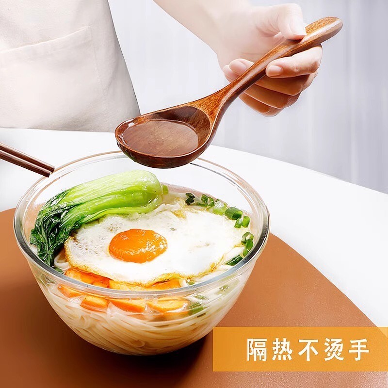 木头勺子吃饭用家用长柄大号木质勺干饭盛汤吃播嗦粉日式拉面小勺
