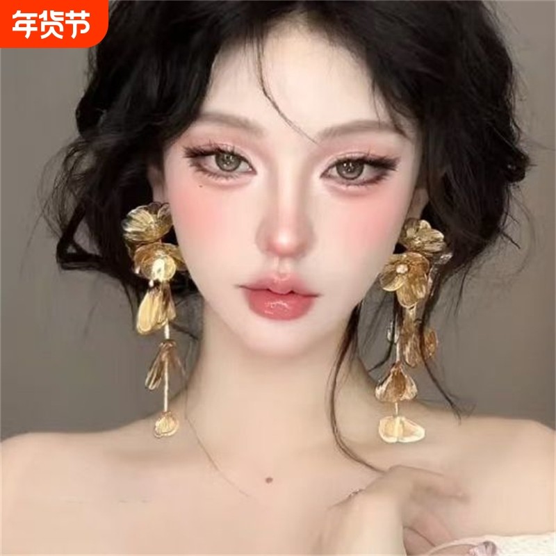 法式金色花朵流苏耳环夸张复古高级感重工气质宴会耳坠中古耳饰女,饰品/流行首饰/时尚饰品新,耳钉,淘宝优惠券,粉丝福利购,淘宝优惠卷