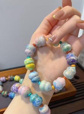 精品大漆飘漆葫芦手串高端盘玩手串手链文玩时尚饰品