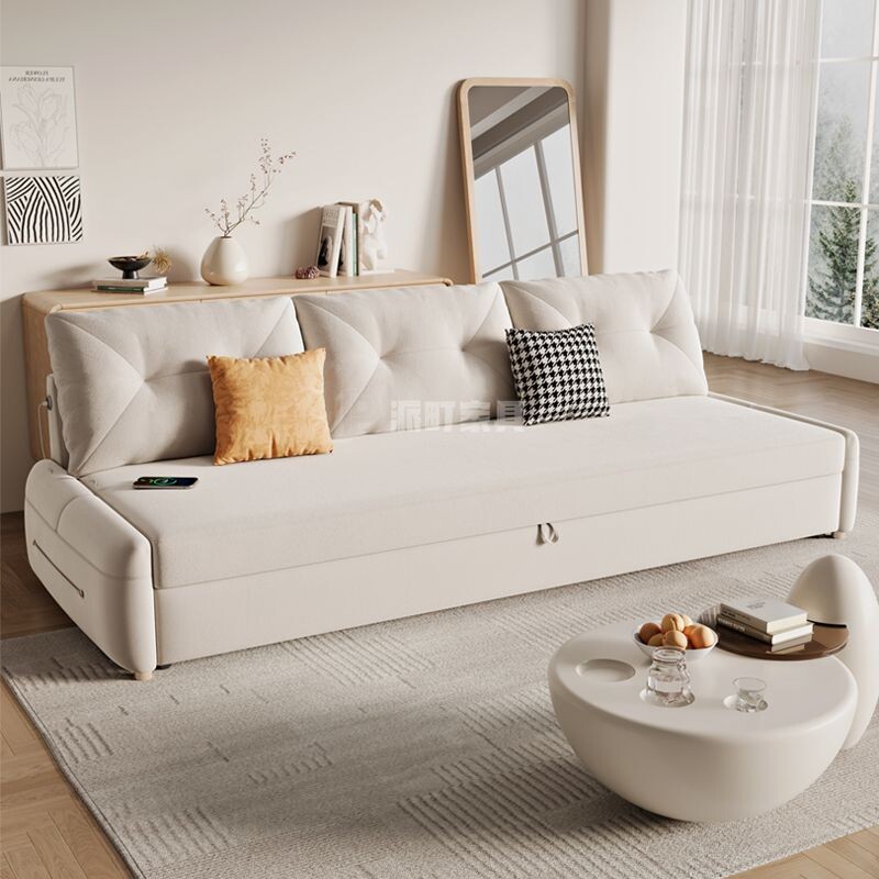 c猫爪绒现代风折叠沙发床两用2025年网红新款双人小户型客厅沙发