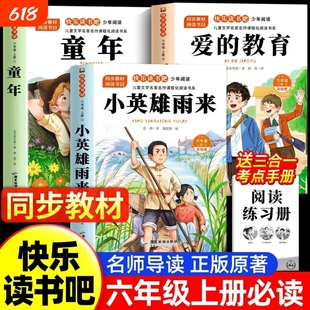 六年级上册小英雄雨来快乐读书吧全套3册童年必读的课外书高尔基六上阅读书目爱的教育亚米契斯管烨6上书籍秋季导读正版原著故事