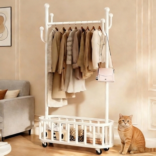 衣帽架卧室落地挂衣架多功能轻奢家用客厅可移动收纳架子阳台衣物