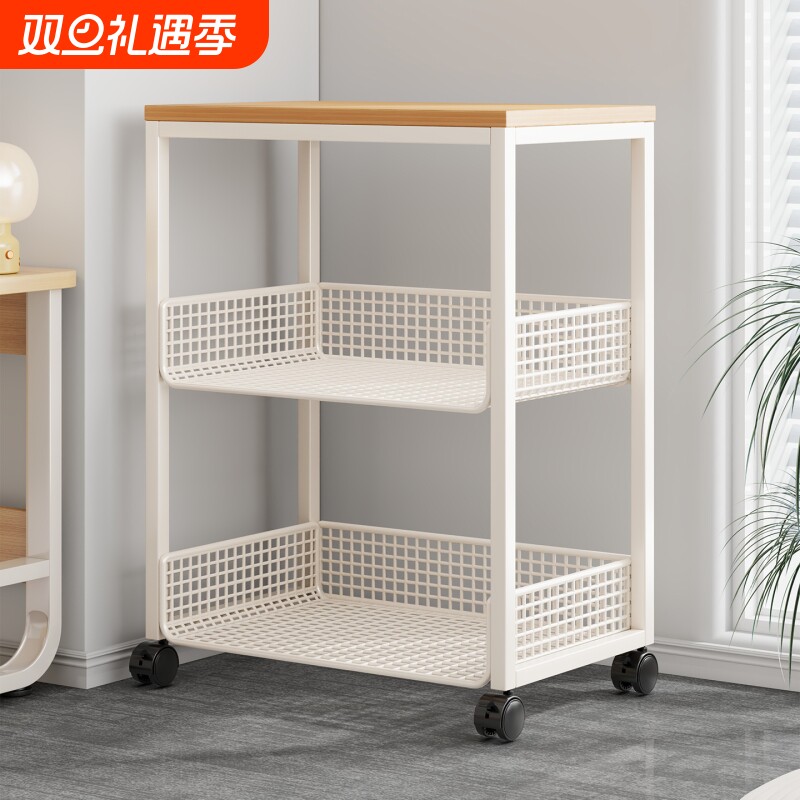 书桌旁书架可移动带轮小推车