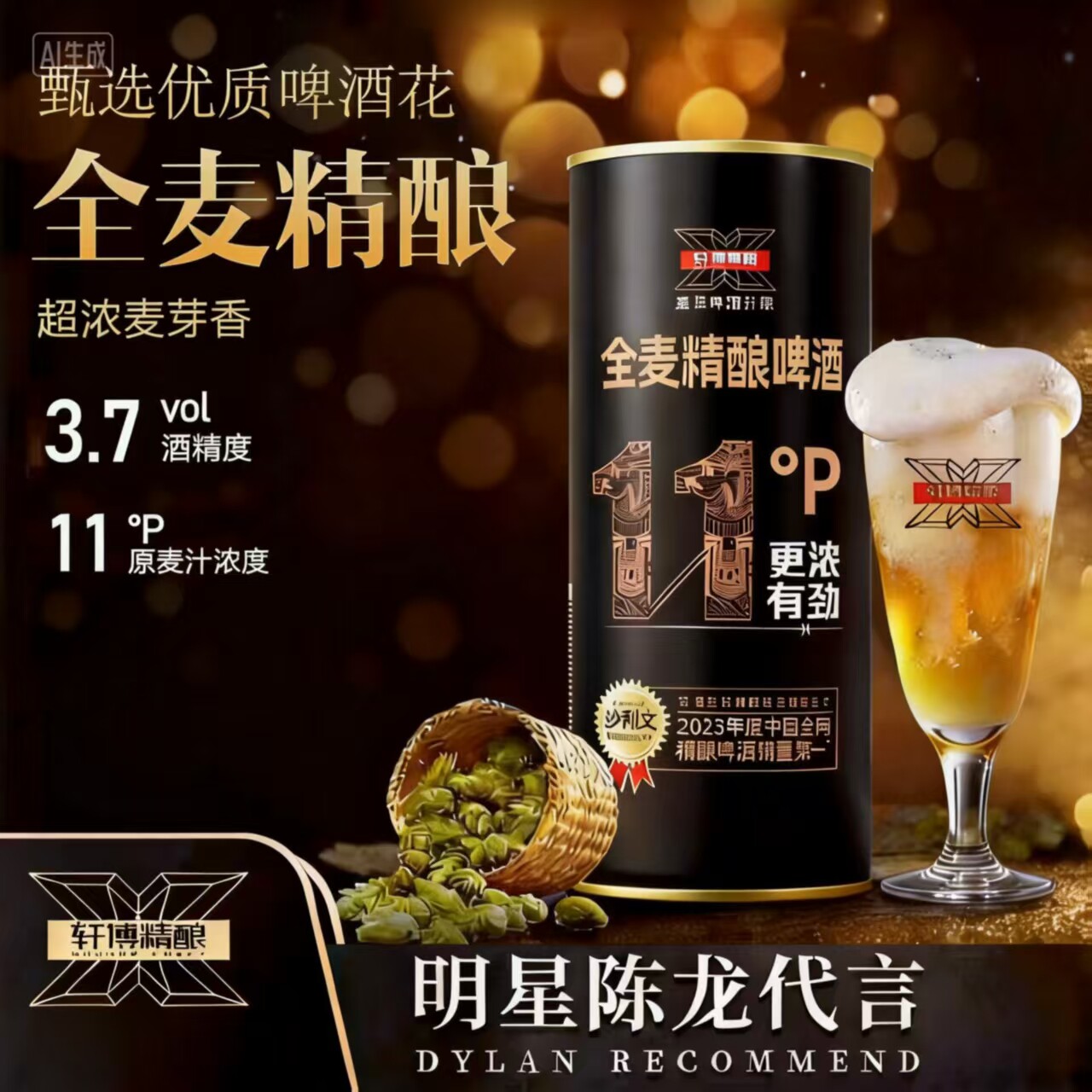 轩博精酿全麦880ml麦芽度11P德式小麦白啤罐装麦精国产麦香