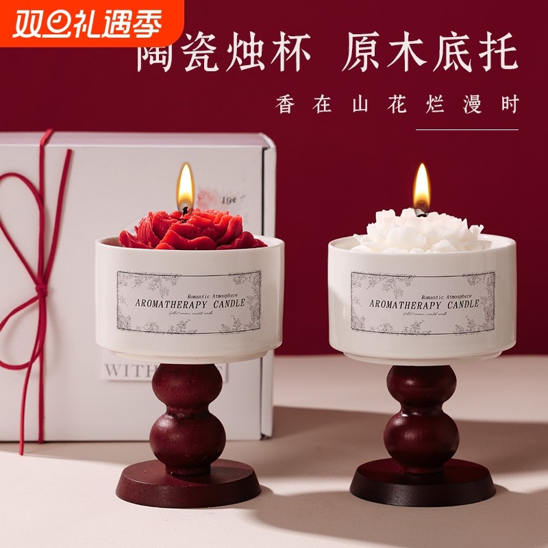 红色山茶蜡烛礼盒送女生生日礼物高级实用结婚伴手礼送闺蜜朋友