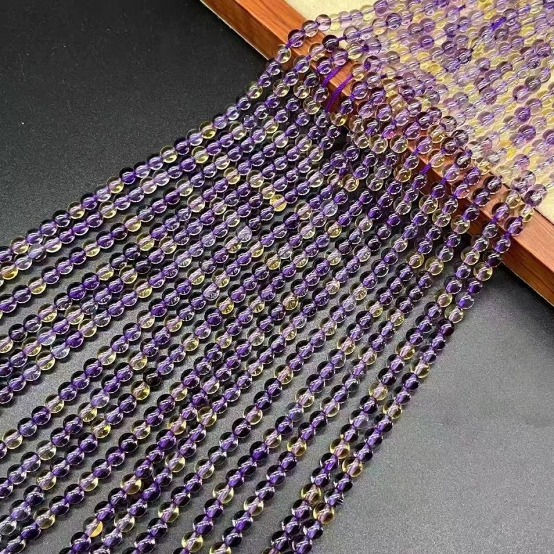 VZZS首饰DIY紫黄晶散珠球形串珠DIY手链饰品配件紫水晶