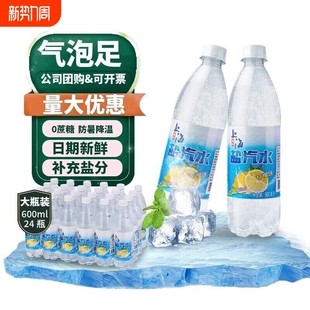 夏日补盐碳酸饮料大瓶气泡防暑 24瓶装 经典 柠檬老上海盐汽水600ml