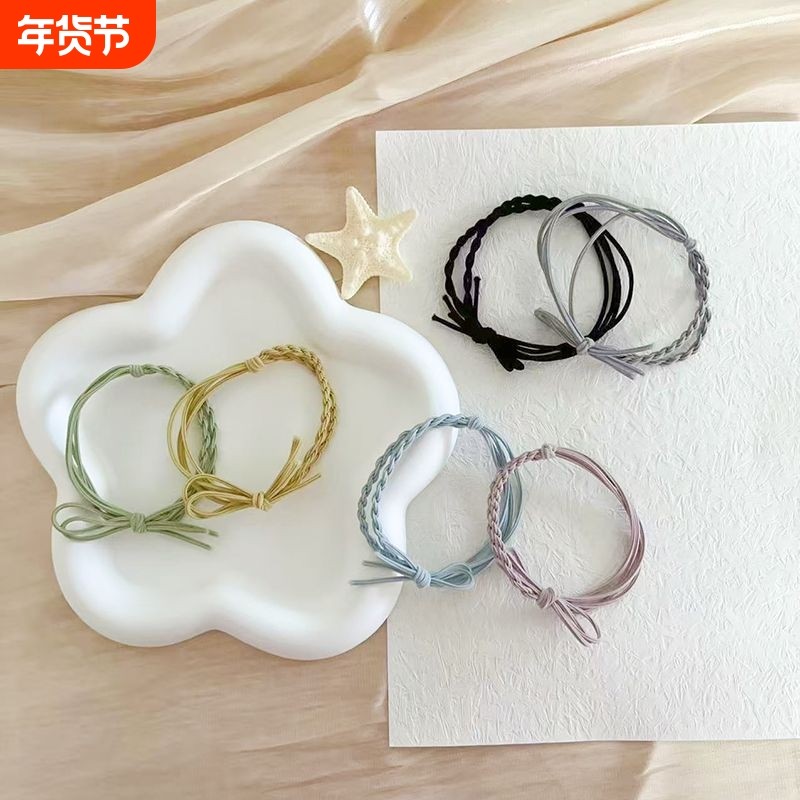 韩版头绳女手工编织辫子发圈甜美简约小皮筋高弹力百搭发绳扎头发