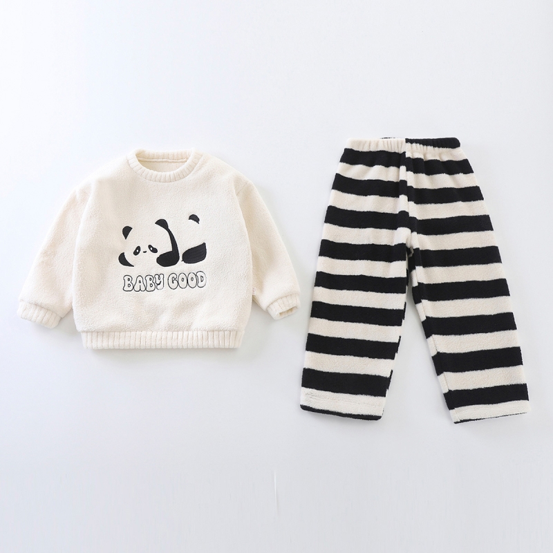 新款儿童家居服开衫女宝睡衣套新款毛软糯宽松法兰绒男套装HDD287