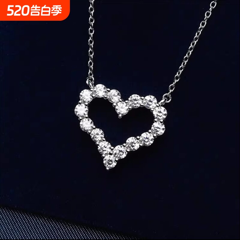 韩版爱心项链女心形吊坠甜美银项链短款锁骨链批发一件代发白金