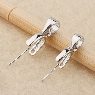 S925银瓜子扣玉坠夹扣玉扣扣头翡翠扣子穿针夹扣吊坠托夹扣