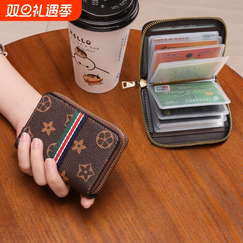 真软皮老花卡包欧美男女时尚便携证件收纳包银行卡驾驶证一体卡套