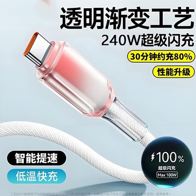 齐冰typec数据线防折断tpyec充电线240W超级快充usb手机专用适用华为vivo安卓车载数据传输通用6A