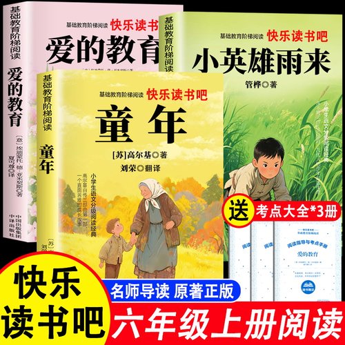 全套3册 童年爱的教育和小英雄雨来六年级上册必读正版的课外书高尔基原著完整版推荐小学生快乐读书吧六上阅读书籍经典书目老师