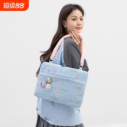 通勤轻便电脑内胆包小众多巴胺百搭matebook14.2寸mac13寸笔记本电脑包单肩ins高颜值手提褶皱包通勤包袋