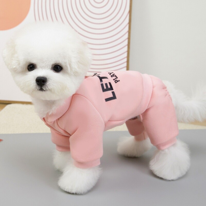 秋冬新款宠物衣服绒衣小狗狗衣服四脚衣宠物服饰红色粉色四腿灰色