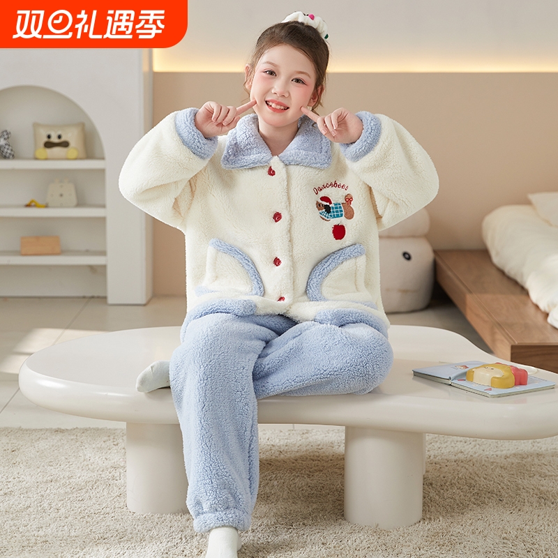 2025女童睡衣儿童秋冬季家居服