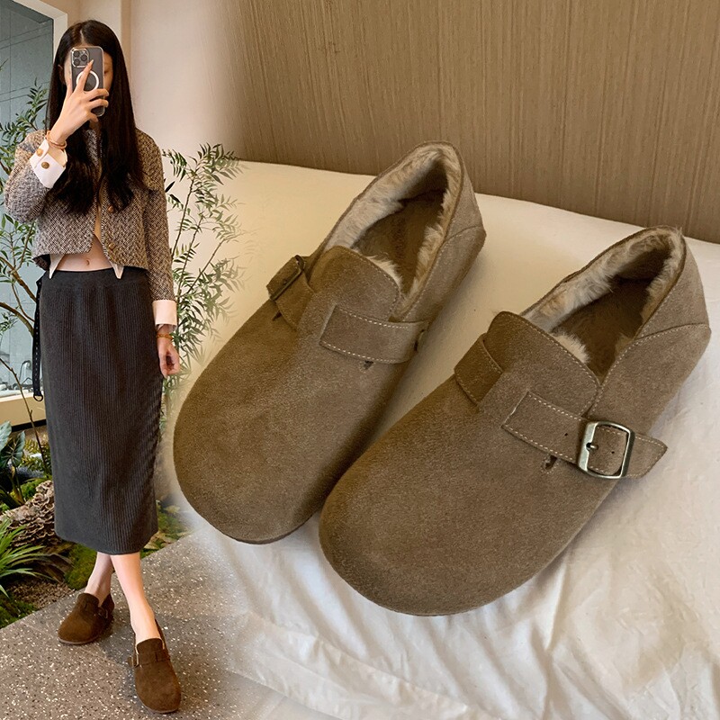 宽胖脚全包勃肯鞋女棉鞋加宽肥脚雪地靴加绒大码女鞋41-43