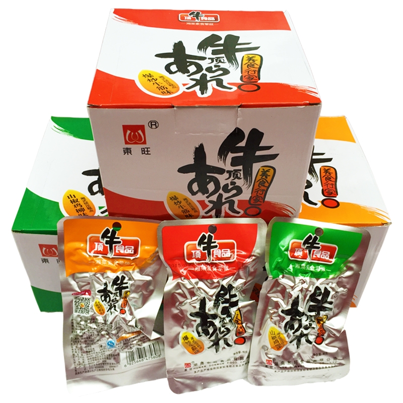 顶牛食品麻辣 爆炒牛筋/山椒鸡柳 小吃素牛筋1盒20包休闲零食