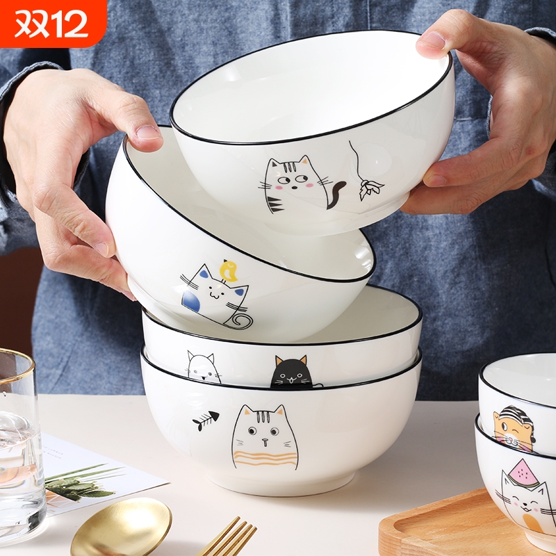 猫咪可爱风组合碗碟套装日式餐具