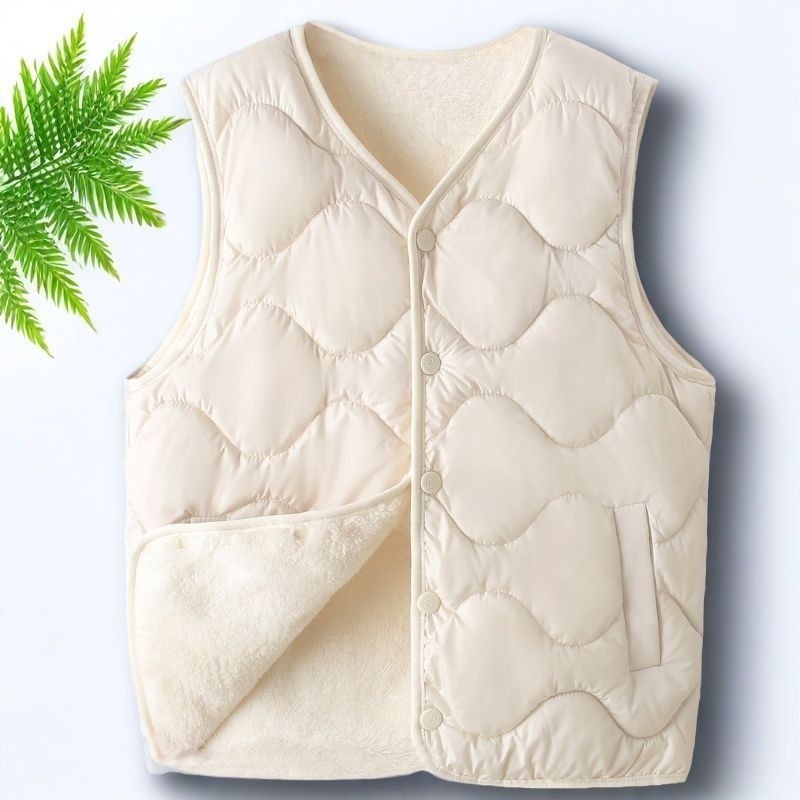 秋冬季中老年女装加绒加厚加棉保暖马甲偏大妈妈装马夹棉背心内胆