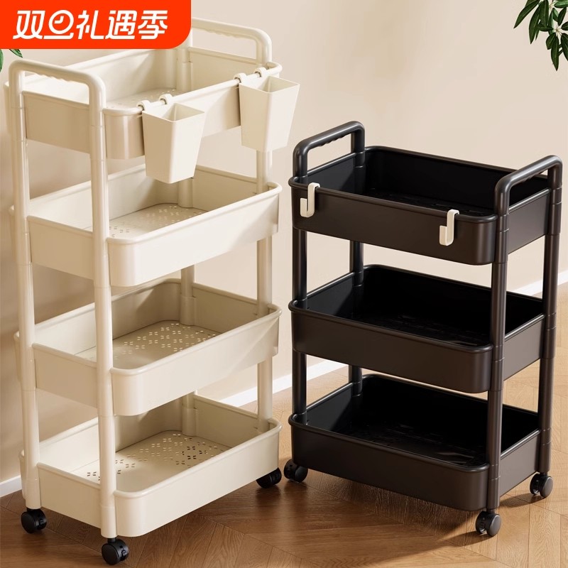 小推车置物架多层宿舍家用零食玩具移动收纳架分层多功能杂物架子