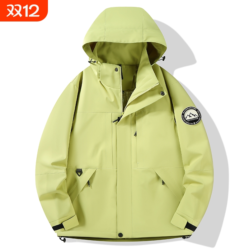 情侣款外套男女同款2025新款春秋季休闲户外防水夹克男连帽冲锋衣