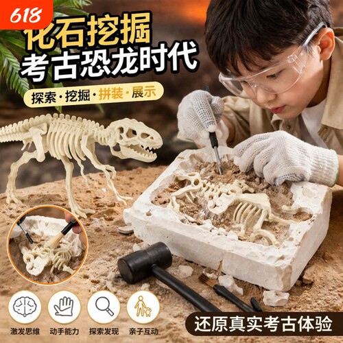 考古恐龙化石挖掘儿童手