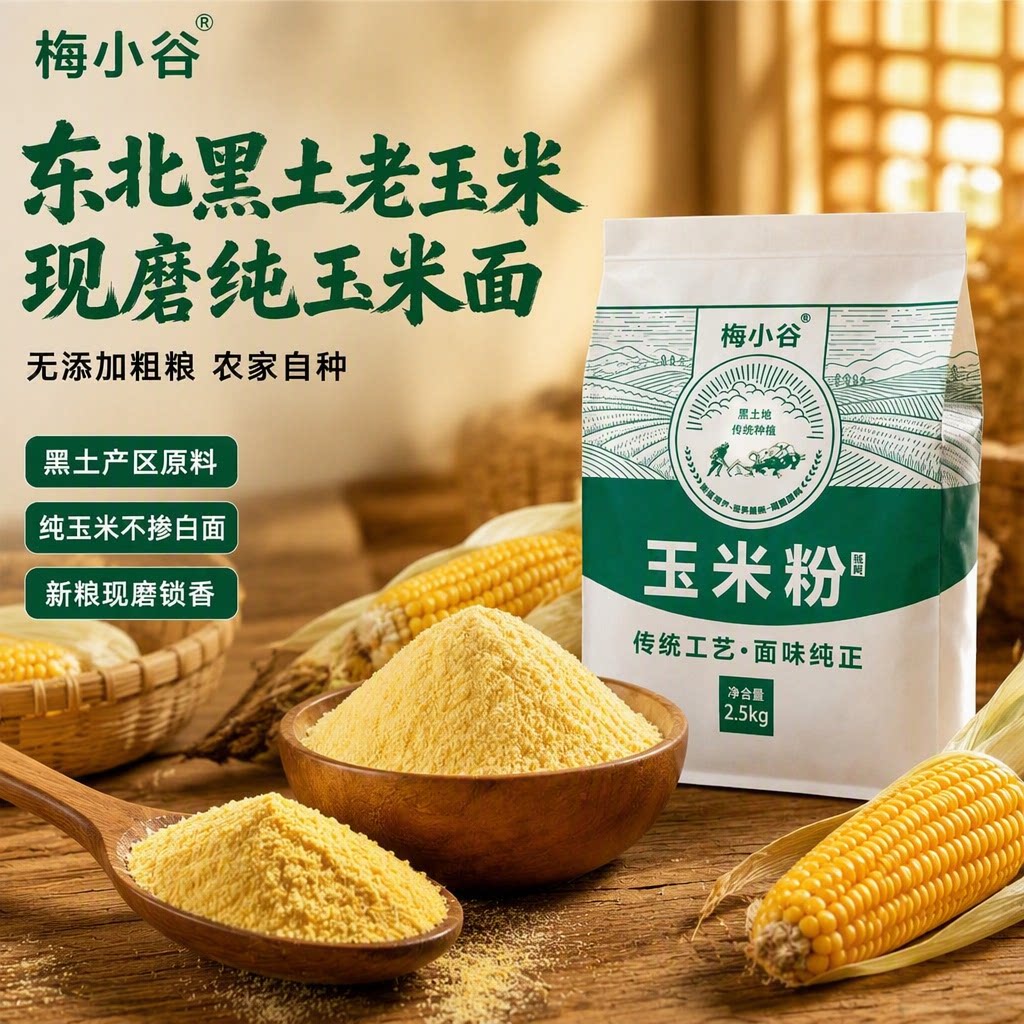 东北粗玉米粉5斤农家棒子面饼子家用食用玉米面玉米糊发糕纯玉米图片