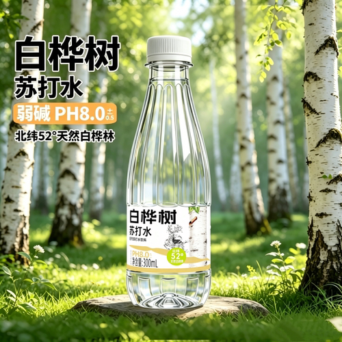 白桦树苏打水300ml*24瓶汁天然弱碱夏季饮料批发包邮纯净水补水