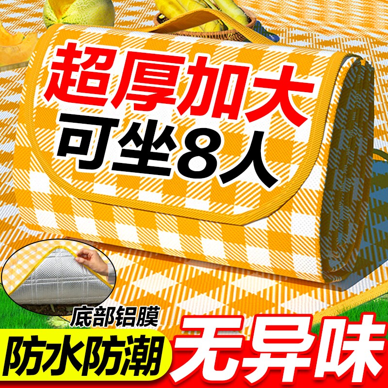 特厚野餐垫便携加厚户外露营地垫春游坐垫防水草坪垫子铝膜防潮垫
