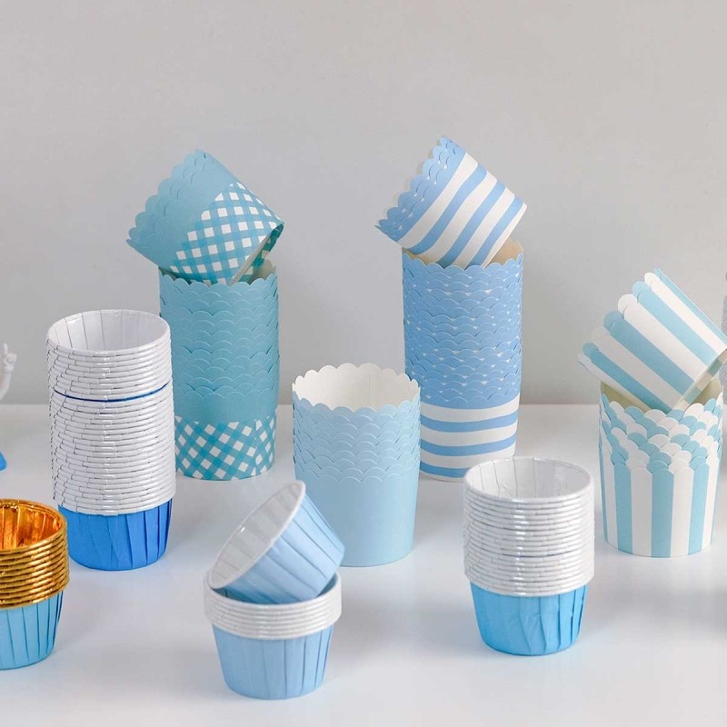 蓝色纸杯蛋糕纸杯子浅蓝深蓝色小号大号烘焙甜品台条纹耐高温杯子,厨房/烹饪用具,烘焙用纸,淘宝优惠券,粉丝福利购,淘宝优惠卷