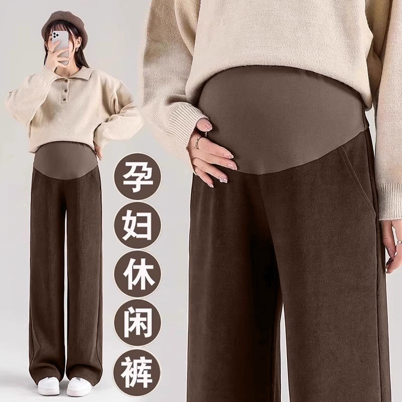 孕妇裤子秋冬加绒加厚外穿2025新款孕期不勒肚长裤大码打底阔腿裤