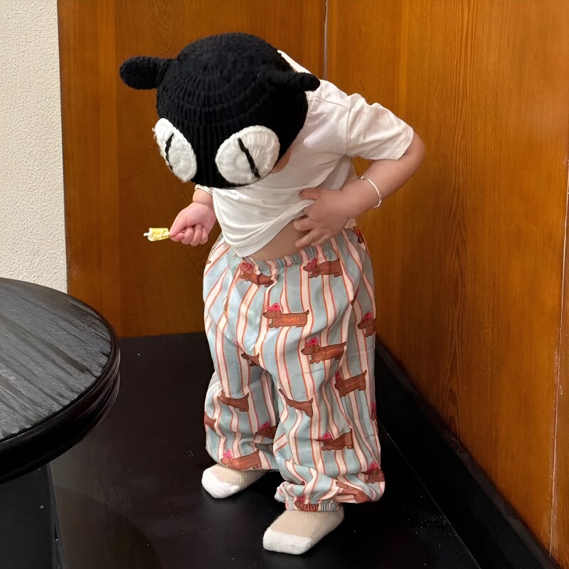 儿童装夏款防蚊裤男童女童夏季T恤短袖长裤子韩版灯笼裤宝宝星星