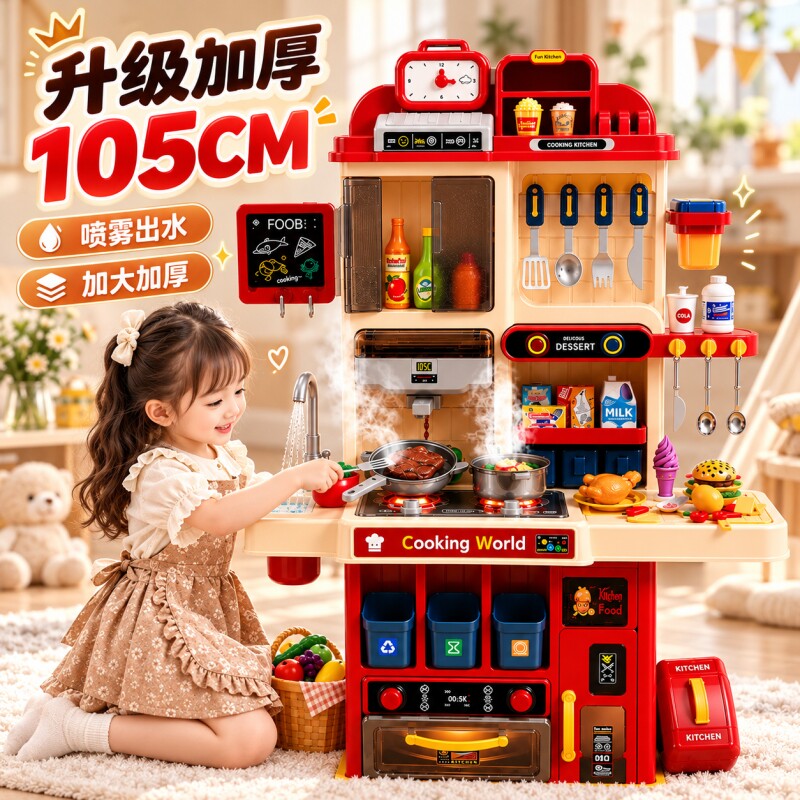 儿童厨房玩具过家家仿真厨具女孩3到6岁真煮迷你做饭套装生日礼物