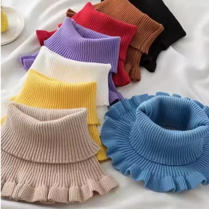 假领子女士百搭围脖冬季保暖假领套毛衣高领针织围巾毛线护颈脖套