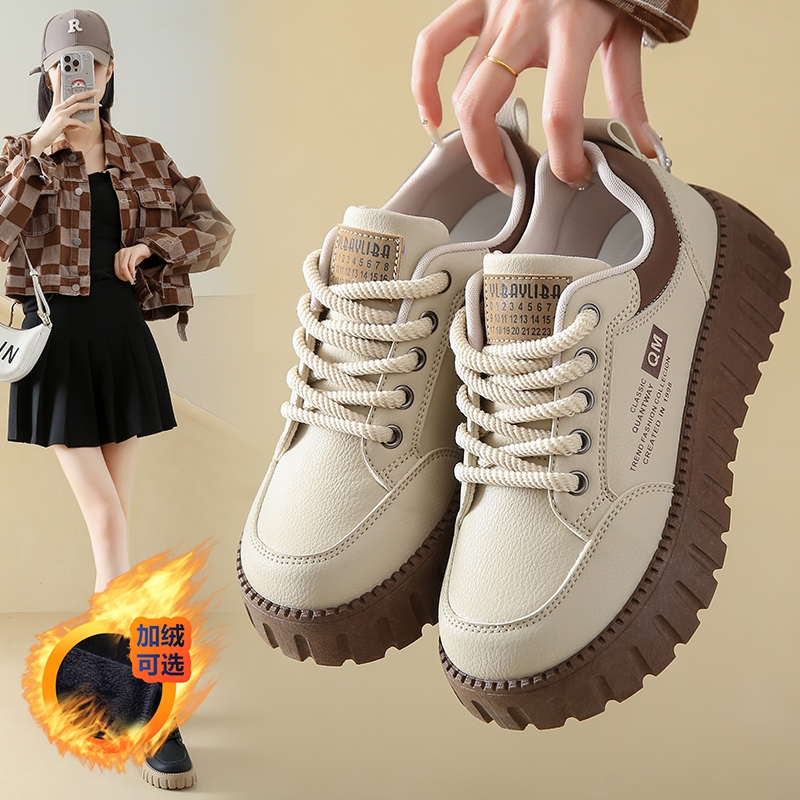 踩屎感厚底板鞋女鞋秋冬季百搭