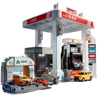 加油站儿童玩具2025仿真男孩3岁到5岁生日礼物洗车益智停车场合金