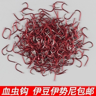 红色伊豆有倒刺鱼钩撒装 鬼牙歪嘴钩加强碳钢小鲫鱼鲤鱼钩渔具溪流