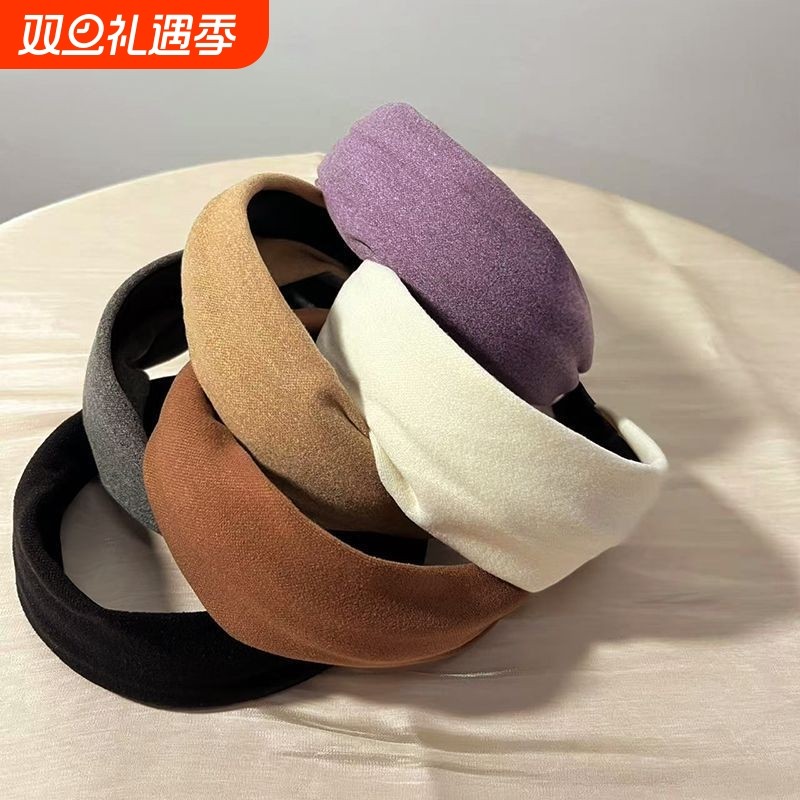 紫色绒面宽边发箍女拍照出片高颅顶洗脸压发头箍发卡百搭发饰