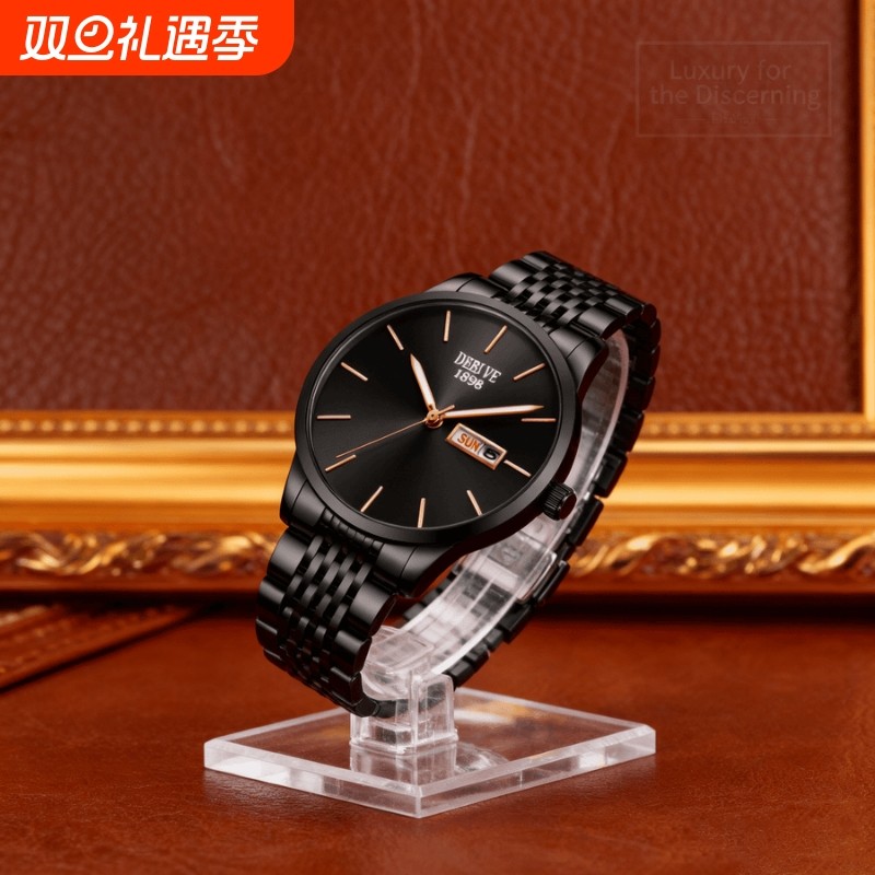 手表男款机械风全自动防水高级感全自动男表数字双日历防水腕表男