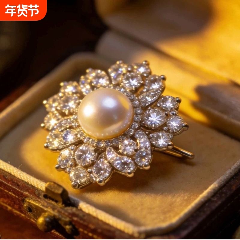 新款小香风胸针高档字母珍珠满钻女设计感胸花配饰感别针气质女