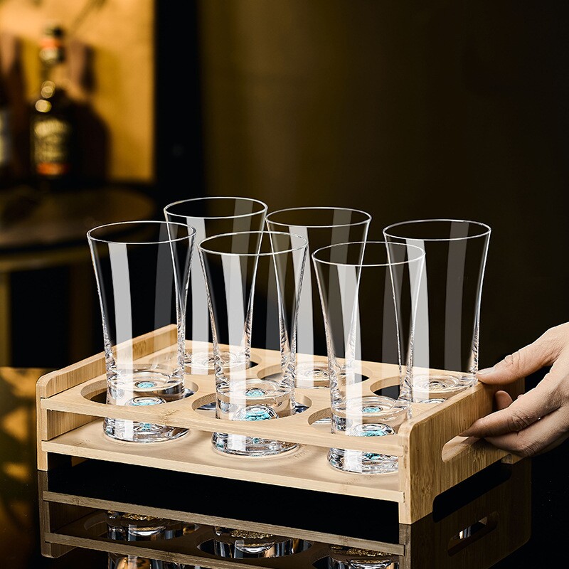 新款水晶玻璃绿松石啤酒杯高颜值大容量家用高档扎啤杯套装高级感